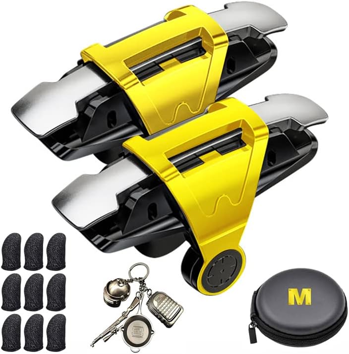 Mikirini 13 in 1 Mobile Phone Game Controller for PUBG/Knives Out/Call of Duty Mobile, Cell Phone L1R1 Triggers for iPhone and Android Phones w/ 9 pcs Mobile Game Finger Sleeves Gloves - Image 1